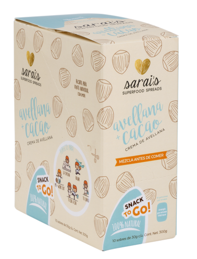 [PT-SN-001] Caja de Sachet Avellana Cacao 30g 10 pzas